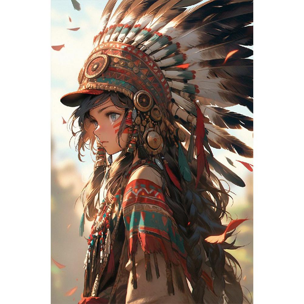 5D DIY Full Round Drill Diamond Painting Primitive Girl Kit Home Decoration