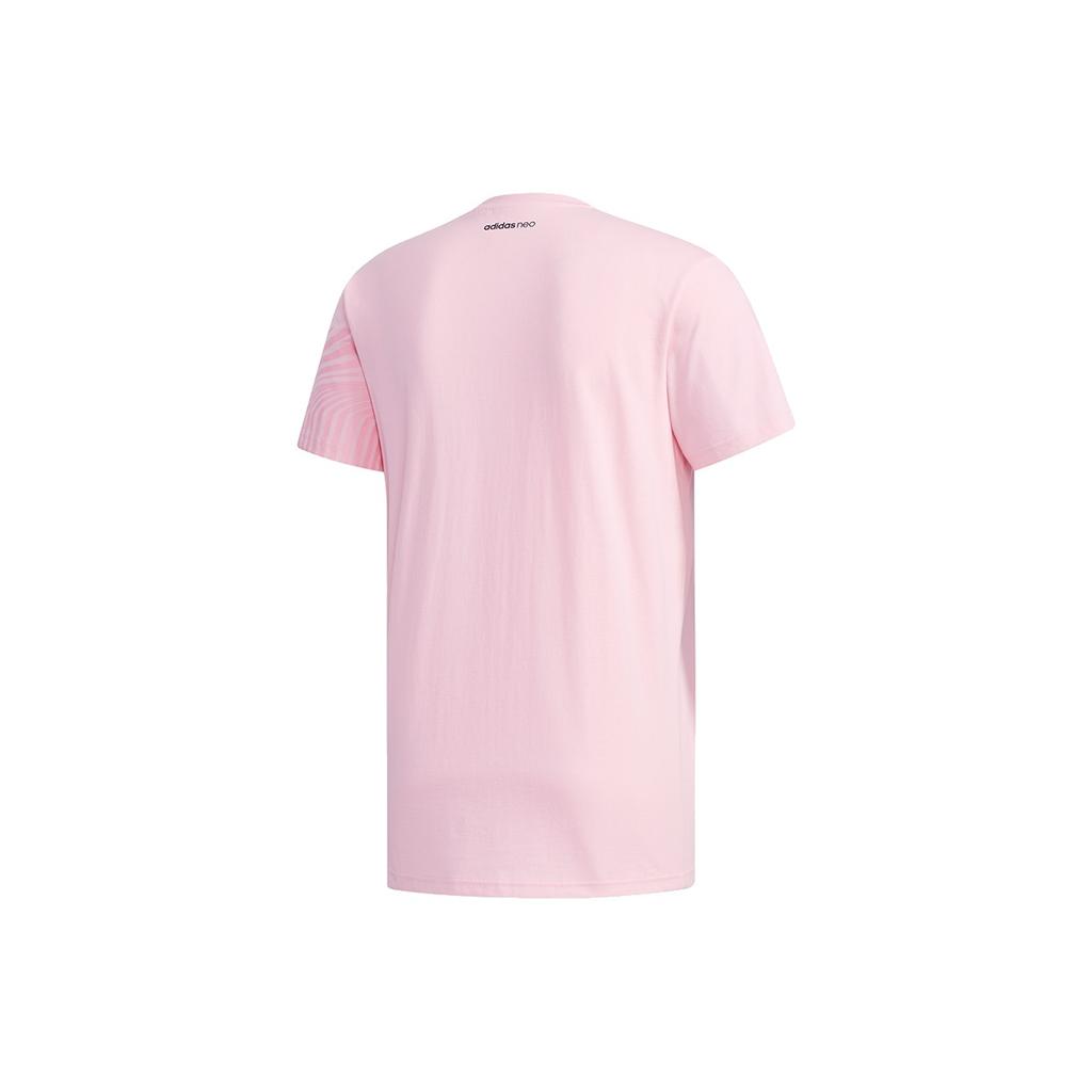 Adidas Neo Alphabet Print Casual Sports Breathable Straight T-Shirt Men Tops Pink EI4486