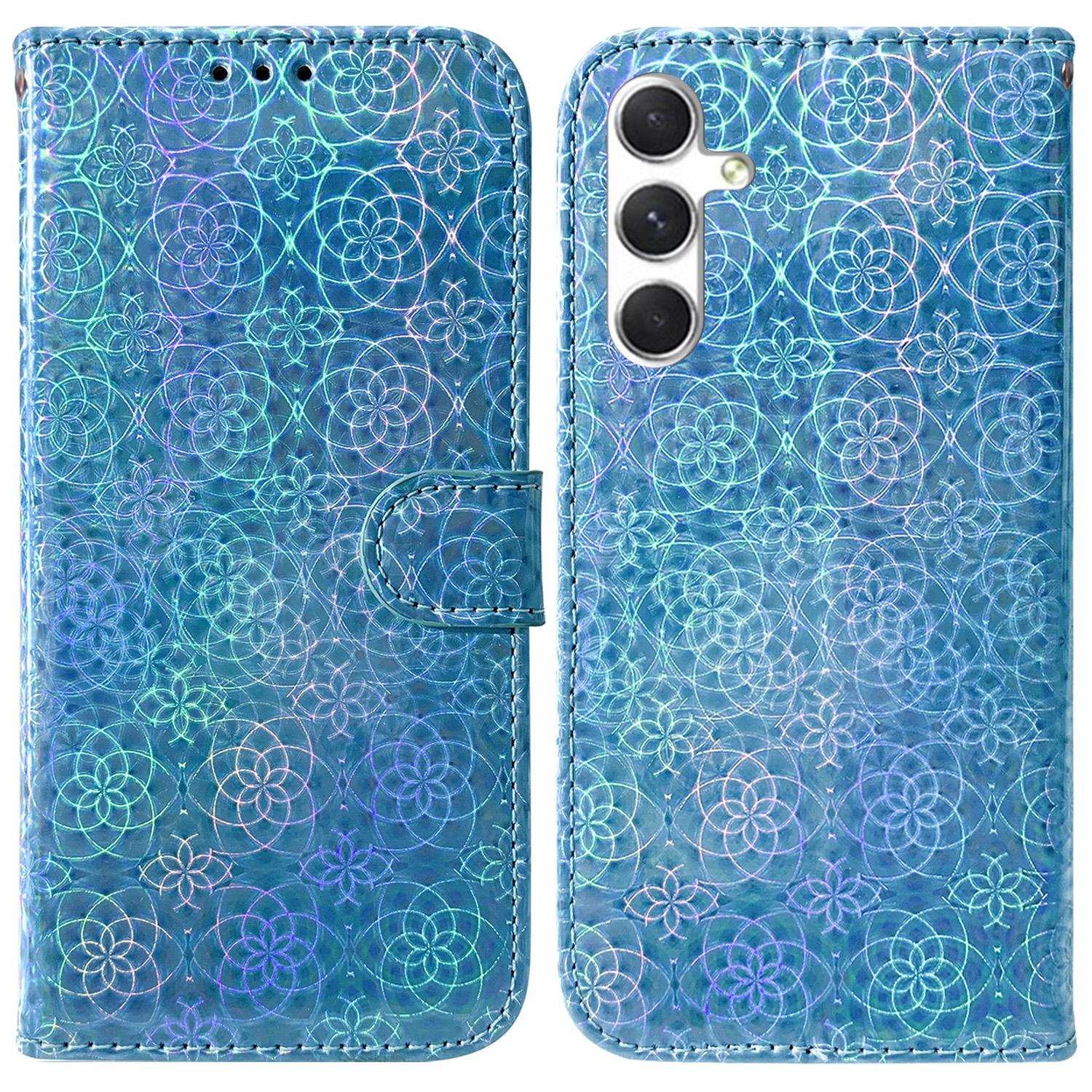 

For Samsung Galaxy S25 Stand Case Dazzling Flower Leather Phone Cover E