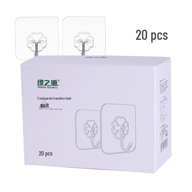 Luzhiyuan Nail-Free Transparent Adhesive Hooks (20-Pack)