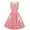 Women's V-neck Sleeveless Vintage Dress Swing Skirt With Pockets