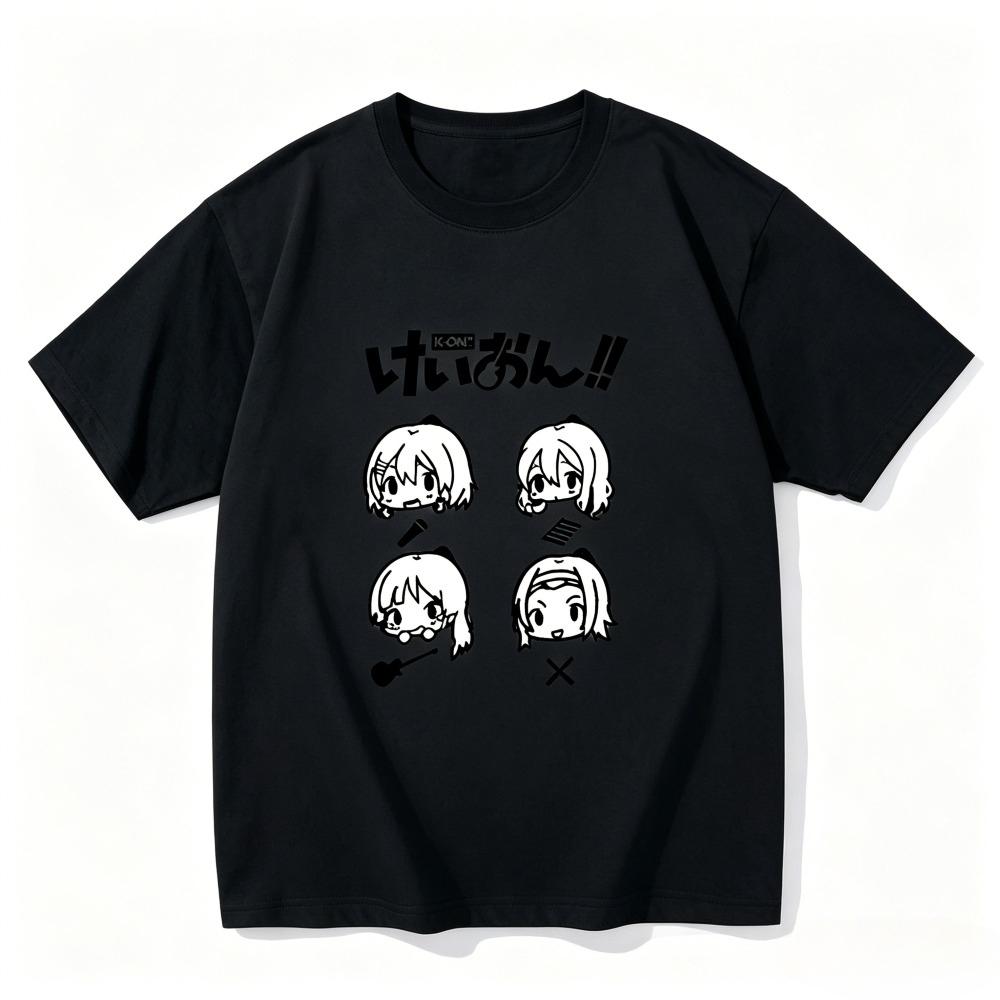 K-ON! Anime Graphic T-shirt Vintage Washed Anime Merch Harajuku Unisex Oversized Crew Neck Cotton Short Sleeve Tee Tops Hot Sale
