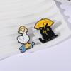 Funny Black Cat With Umbrella Enamel Pins Duck With Rain Boots Metal Brooches Lapel Badge Jewelry Gifts For Friends