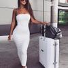 Women Boat Neck Pencil Dress Solid Color Sleeveless Neck Pencil Dress Solid Summer Dress