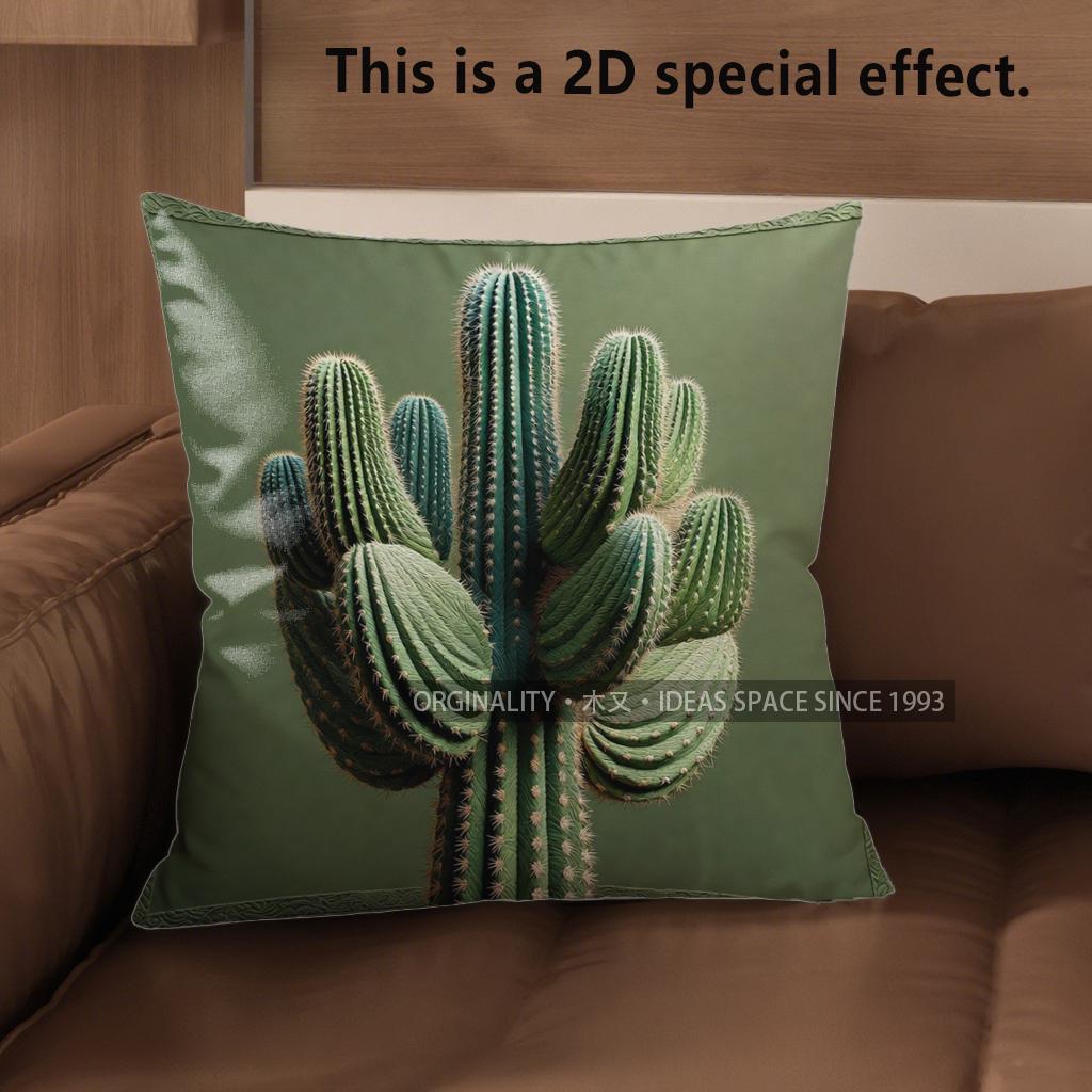 D Set Of  Cactus Themed Throw Pillow Covers Pattern Cushion Cover Suitable For Sofa Bedroom Car Pillow Cover