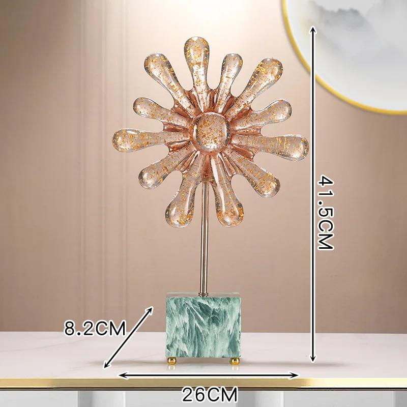 

Resin Handicrafts Transparent Colored Gradient Sunflowers Geometric Sun Abstract Ornament Decorative Figurines Room Decoration