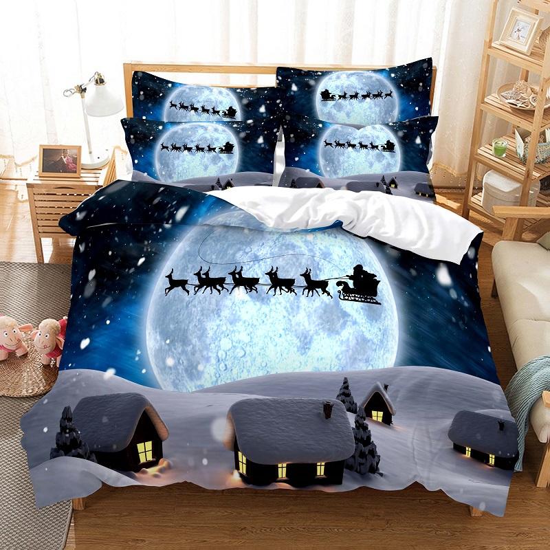 Christmas Snowman Bedding Set Duvet Cover Holiday King Quilt Cover Christmas Decorative Children'S Bedroom Hotel Duvet Cover Set