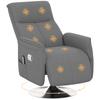 Massaging Relax Armchair Reclining Swivel Relaxation Armchair Adjustable Backrest and Footrest 68.5x77x117cm Grey