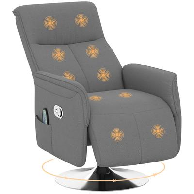 Massaging Relax Armchair Reclining Swivel Relaxation Armchair Adjustable Backrest and Footrest 68.5x77x117cm Grey