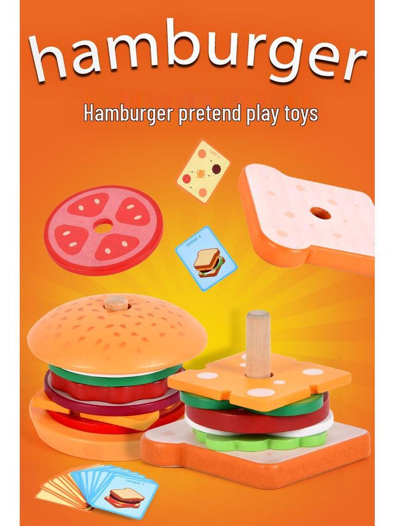 Kids' Pretend Play Food Set: French Fries, Hamburger, Pizza, & Bread - Educational Toys for Girls In Kindergarten Junior Class