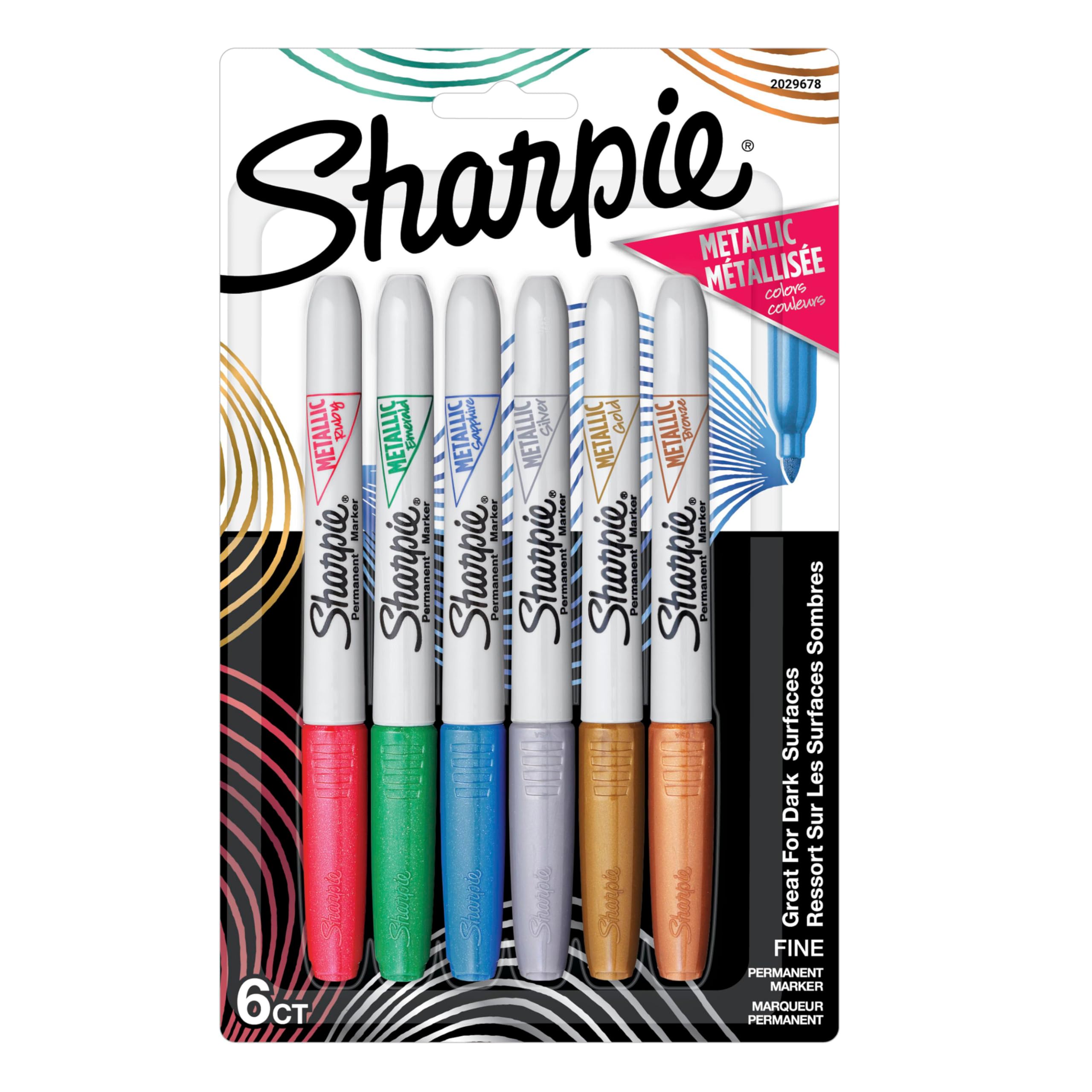 

Sharpie Metallic Medium 2029678 Oil-Based Markers, 6-Color Set, Point,