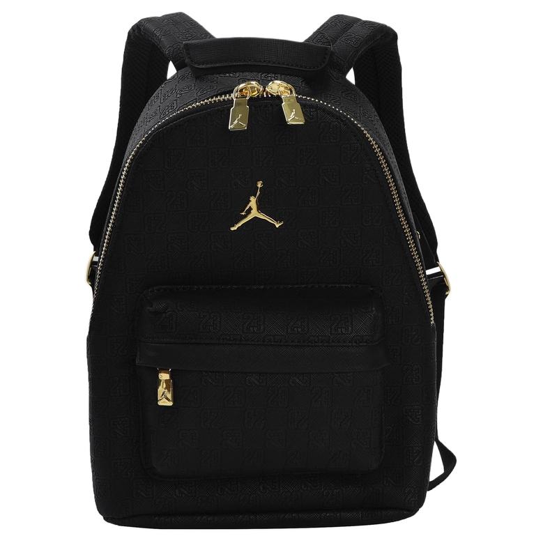 Jordan 10L Gold Logo Zipper Closure Backpack Small Unisex backpack Black JD2543013AD-001 Black