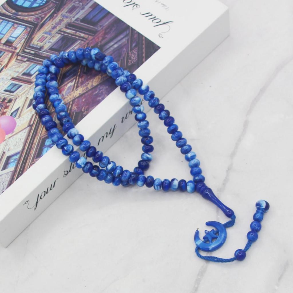 Middle East Saudi Star & Moon Prayer Beads - 99-Bead Car Hanging & Handheld Bracelet.