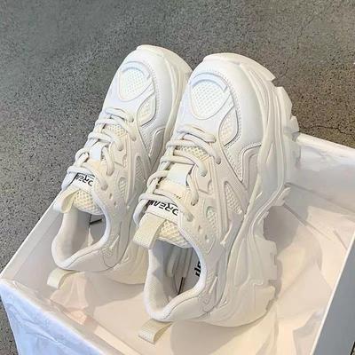 2025 Summer New Thick-soled Breathable Single-mile Muffin Dad Shoes Sports Super High Heels Kitten Legs Little White Shoes Women's Shoes