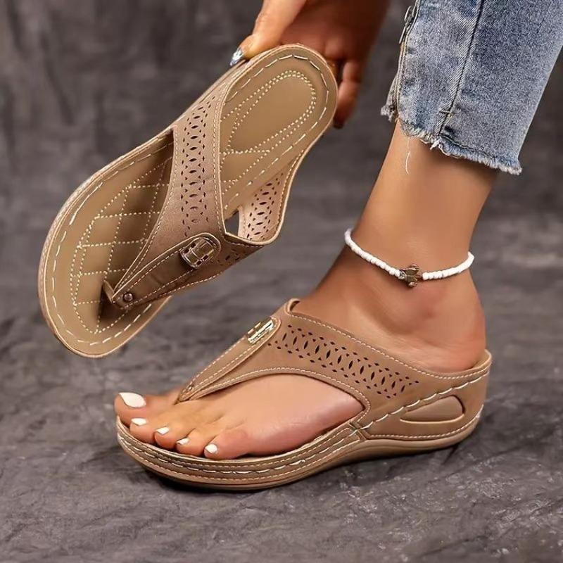 Toe cool slippers women's summer new large size hollow thick-soled sandals women's shoes