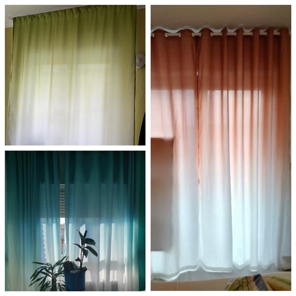 Living Room Bedroom Blackout Curtains Gradient Tulle Curtains Simple Window Drape Valance 1PCS