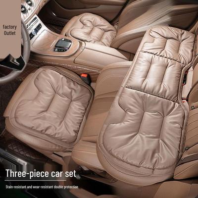 Zestaw poduszek na siedzenia samochodowe ze skóry odpornej na plamy: Wysokiej klasy trzyczęściowy zestaw na przód i tył