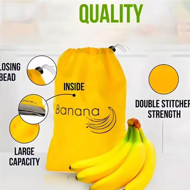 M-Modern-Frukt Grönsak Färskhållning Isolerade Påsar 5St Bananförvaring Bevara Dragskoficka Gul Buntenpåse