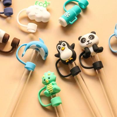 Wiederverwendbare Silikon Stroh Stecker Tasse Zubehör Stroh Tipps Abdeckung Kreative Trinken Staub Kappe Flasche