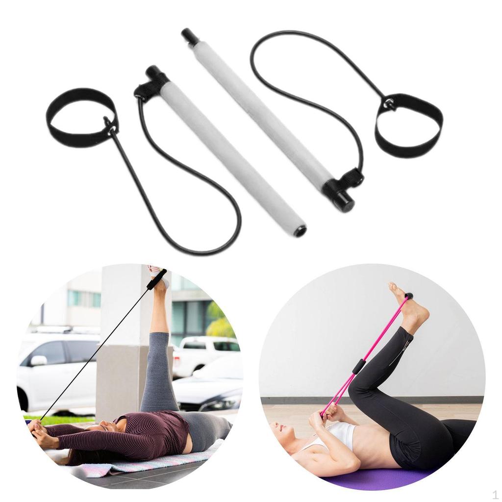 Section Pilates Bar with Resistance Bands for Home Fitness