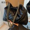 Large-Capacity Diamond Casual Trendy Fashion Tote Bucket Bag All-Match Chain Shoulder Female Bag