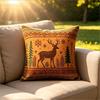 Doppelseitige Kissenhülle Premium Karamellbrauner Stoff Stilvolles Rentier-Tannenbaum-Design Für Sofa Heimdekoration