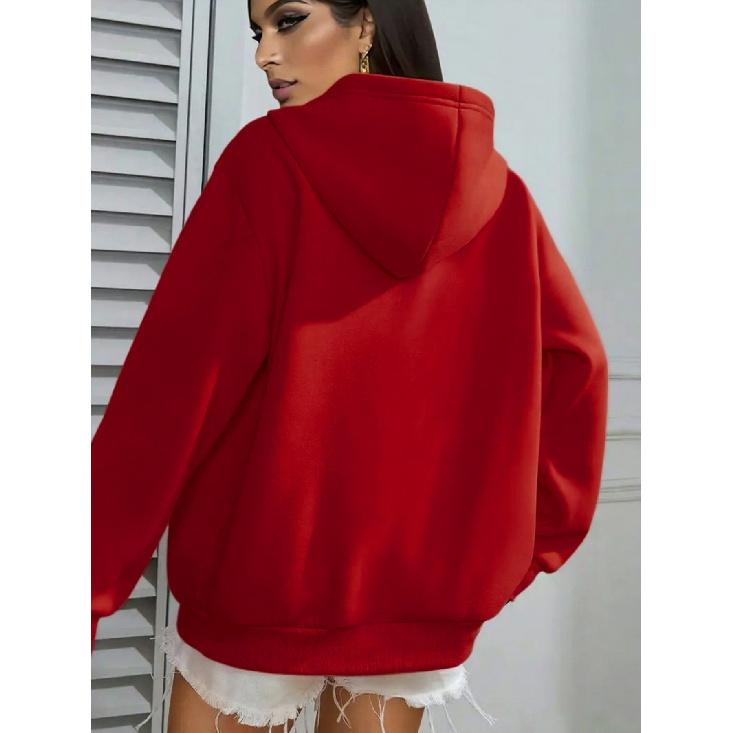 Women's Casual Maple Leaf Print Hoodie, Loose Pullover Sweatshirt for Daily Commute & Thanksgiving