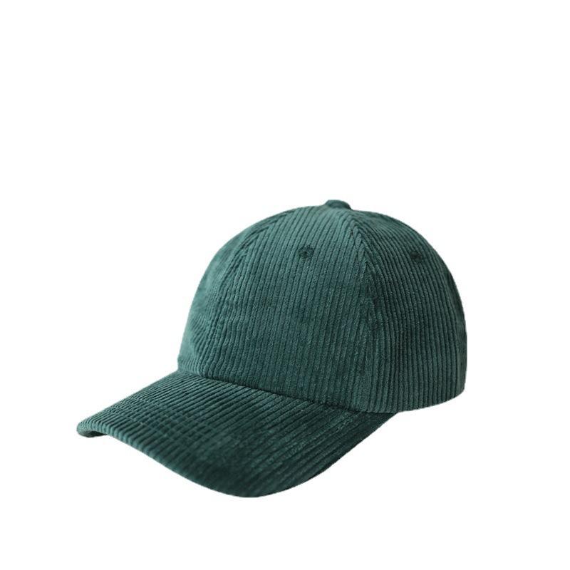 

Corduroy solid color couple s baseball cap for men and women students, casual soft-top hat, Japanese style, large head circumference, warm duckbill Adjustable56-59cm зелёный