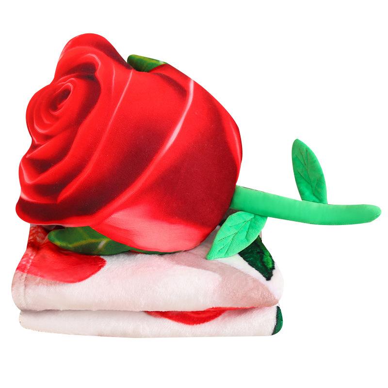 Creative Rose Throw Pillow Blanket Plush Toy Home Sofa Pillow Cushion Girls Office Nap Air Conditioner Blanket