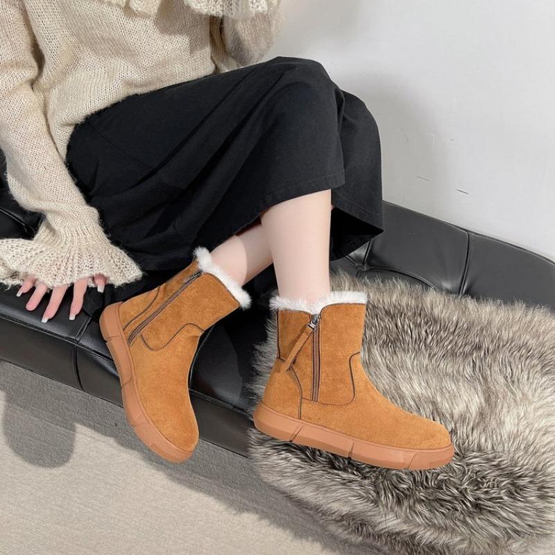 Large Size Snow Boots for Women's Autumn and Winter New Velvet Thickened Thermal Cotton Shoes Cotton Boots for Women