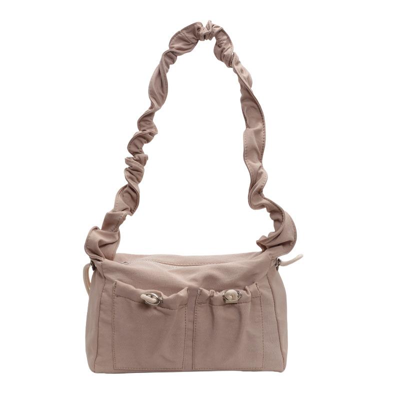 Fashion Nylon Drawstring Pleated Cloud Bag Female Niche Personality Soft Solid Color Shoulder Messenger Bag Female