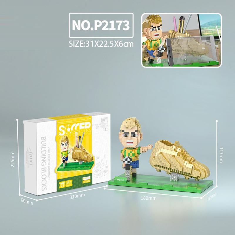 

Football Star Micro Construction Blocks Soccer Player Assembling Mini Figure Toy Designed For Children Pen Holder Desktop Ornament no box