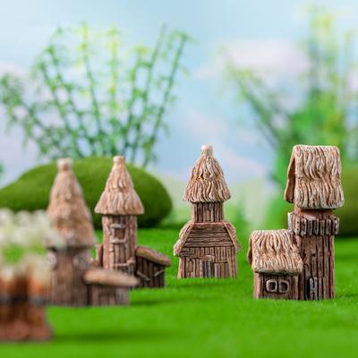 Thatched House Ornament Micro-Landscape Rustic Style Compact Size Eco-friendly House Decoration for Home Office