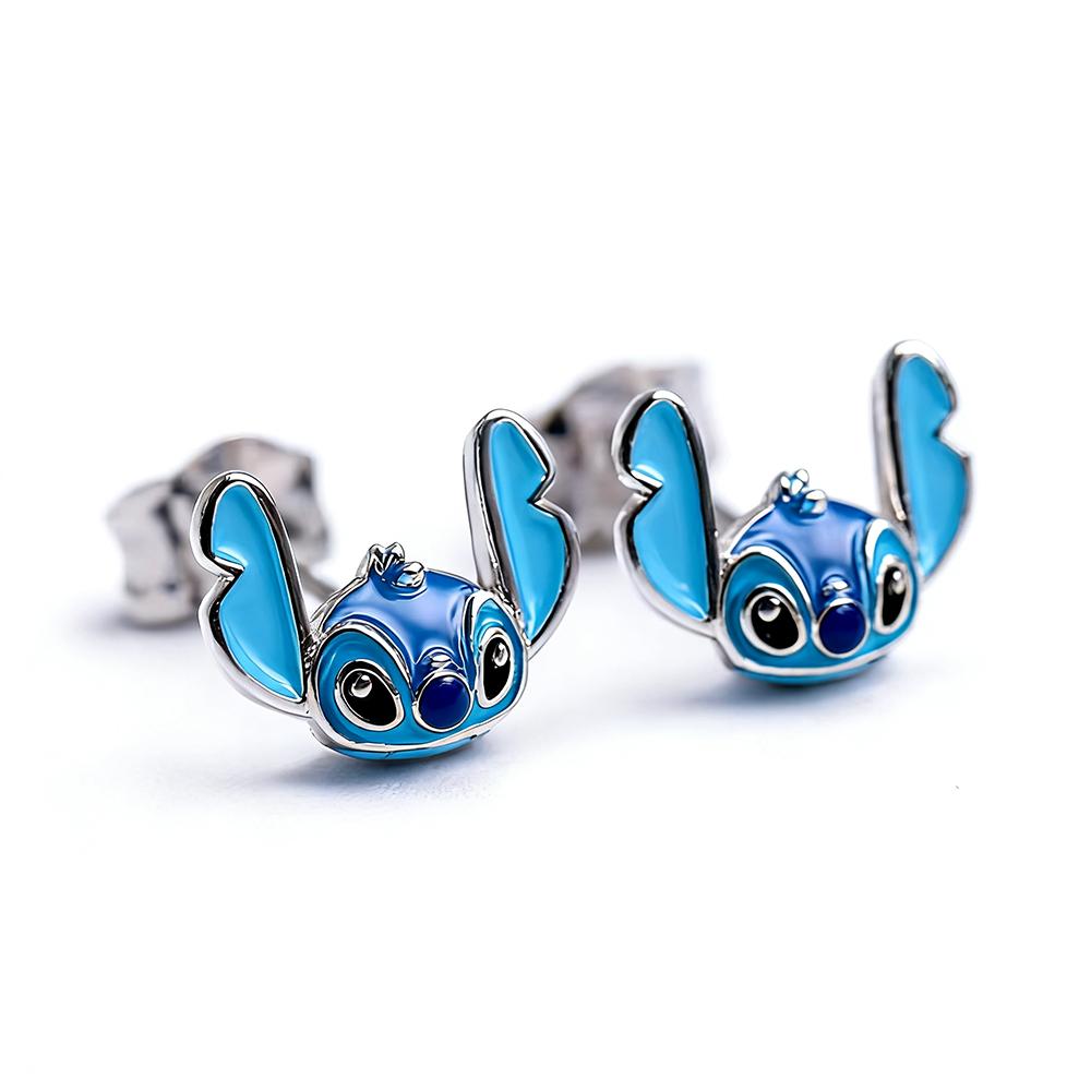 New 925 Silver Stitch Donald Duck Minnie Earrings With Zirconia Fashion High Quality Jewelry for Women Girls