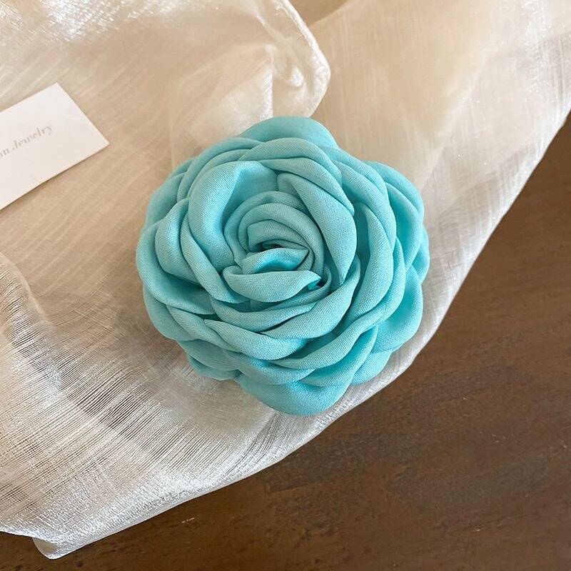 Korean Fabric Rose Flower Hair Claw Clip Women Girls Fashion Barrettes Plastic Hair Grab Clamp Headwear Hair Accessories