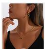 18K Gold Tiger Eye Oval Necklace & Earrings Set - Elegant French Clavicle Jewelry for Women