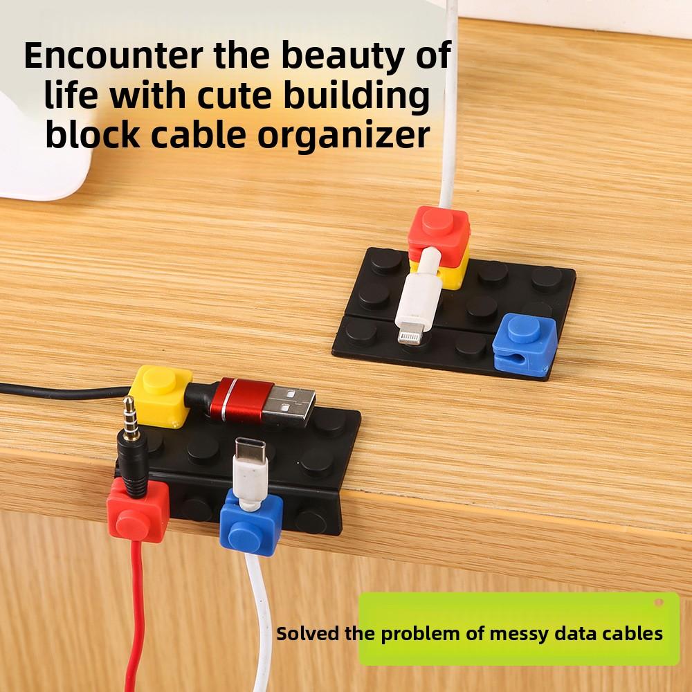 Building block cable manager Desktop cable organizer Mobile phone data cable Finishing and storage artifact Charging holder Buckle