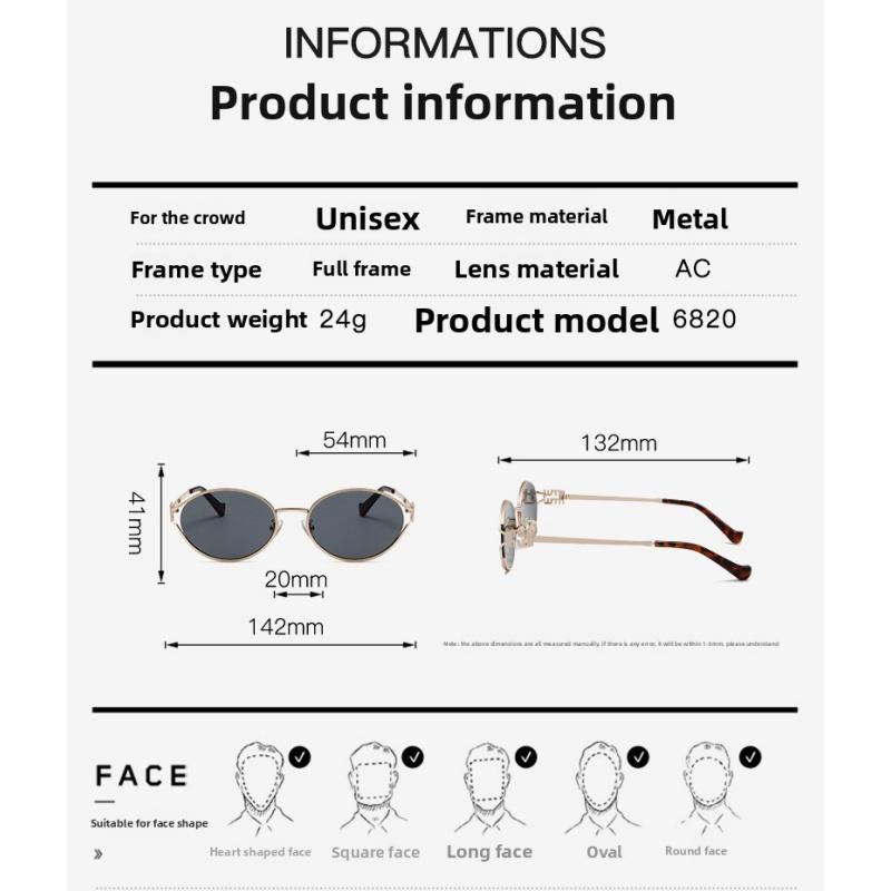 Women's sunglasses, men's and women's fashion round-frame metal sunglasses
