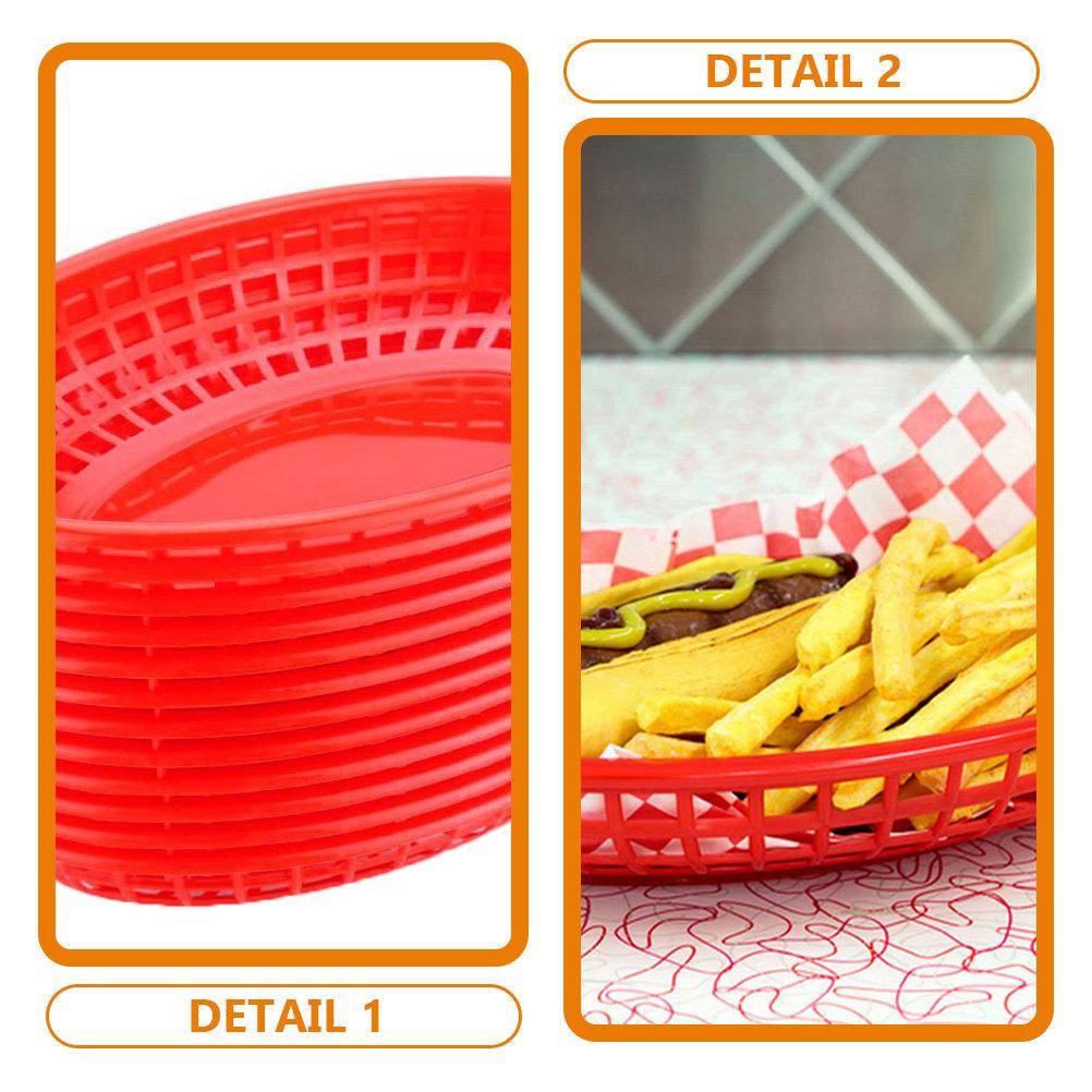 6Pcs Oval Fast Food Baskets Multiuse Desktop Storage Snack Basket for Fruits Candy Kitchen Food Basket Desktop Storage Baskets