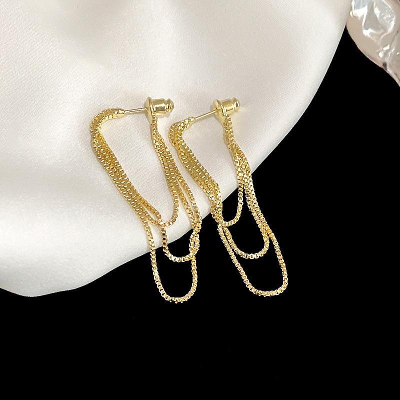 

Silver Color Multi-Layer Chain Earrings Long Tassel Piercing Trend Copper Drop Earring Female Ear Accessories Gifts