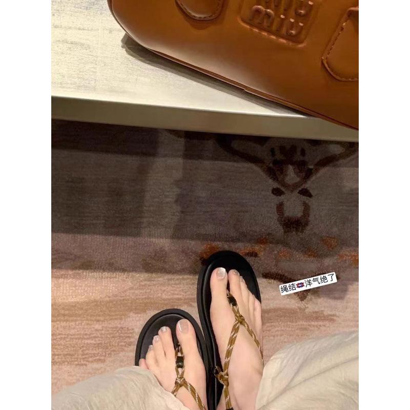 

Sparkling rhinestone flat bottom rope knot versatile toe wear flip-flops women s models 40