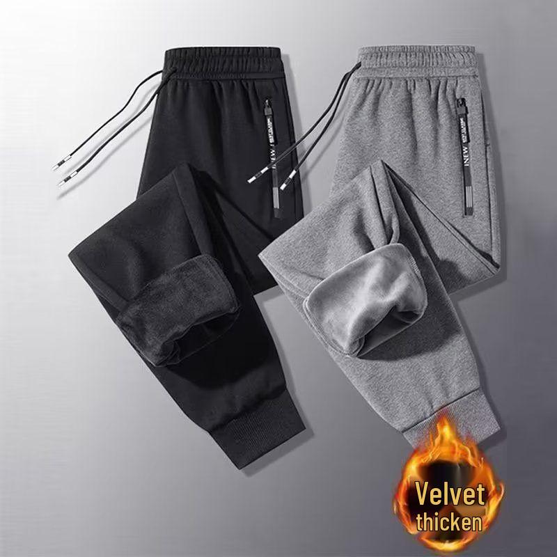 

Men s Velvet-Lined Loose Fit Drawstring Sweatpants - Trendy, Elastic, and Versatile for Autumn and Winter XL