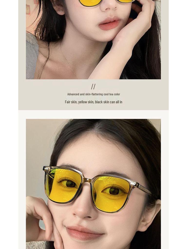 Unisex 2-in-1 Anti-Glare Night Vision Myopia Glasses with Whitening Frame for Driving