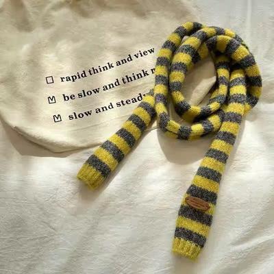 Autumn And Winter Striped Style High-End Versatile Warm Scarf Korean Style Atmosphere Neck Protection Narrow Scarf