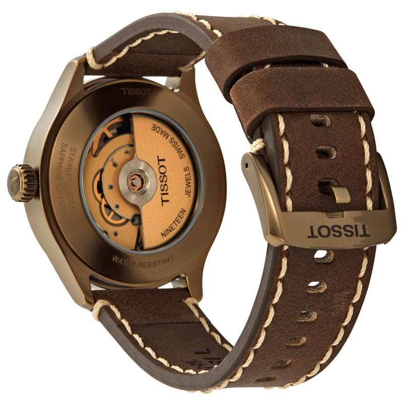 Tissot Casual-Sport Swiss Automatic Watch: 43mm khaki-PVD Stainless Steel Case, Black Matte Dial with Date, Swissmatic ETA T116.407.36.051.00