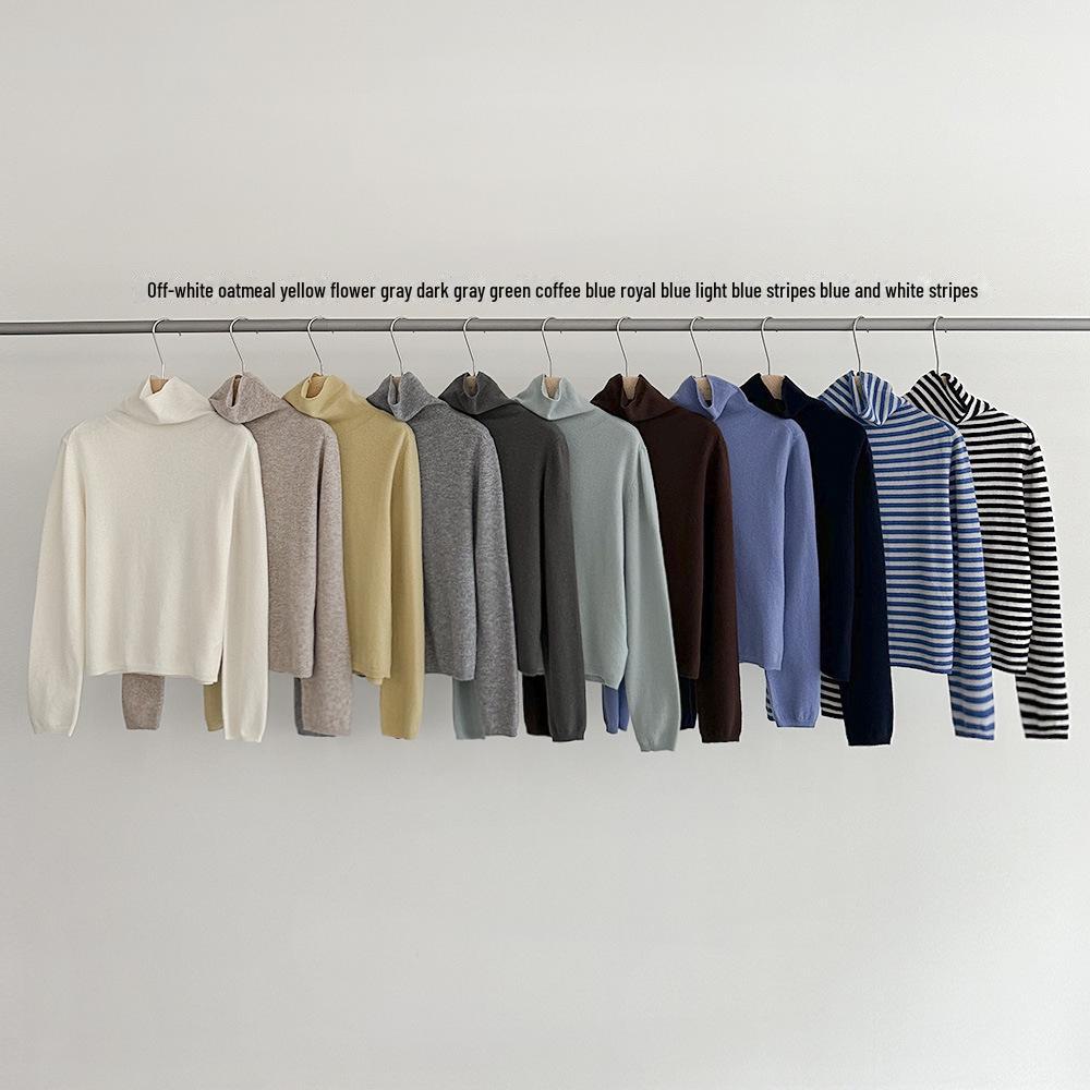 Everture Women's Korean Loose Fit Wool Long-Sleeve Turtleneck Top for Winter