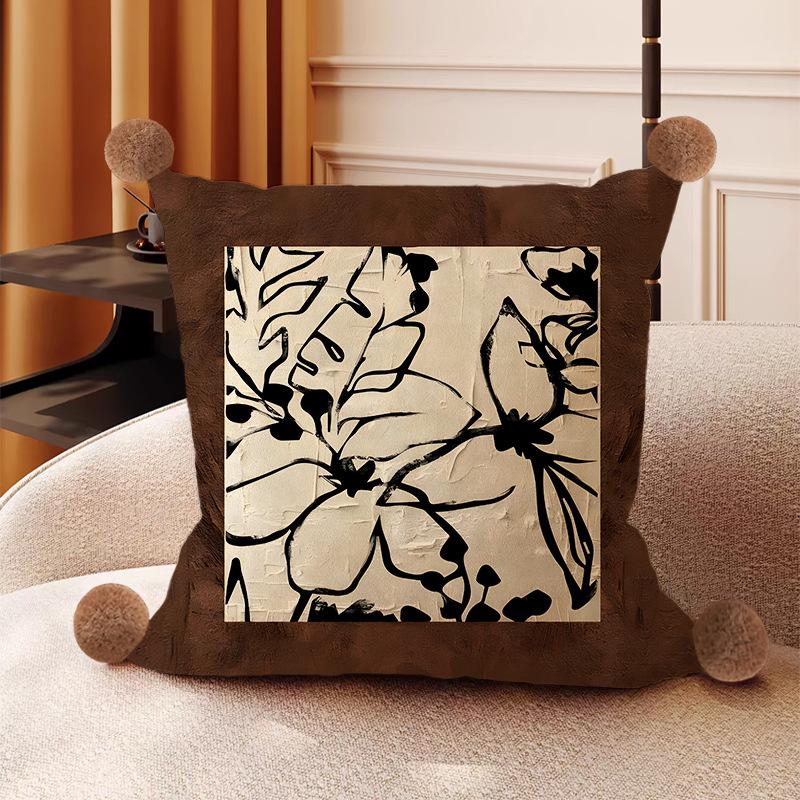 

New European Maillard Retro Pillow Cover Cartoon Square Office Living Room Pillow Cover For Living Room Sofa Protect Case 35x35cm 1pcs