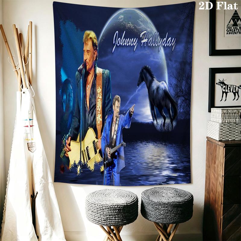 Johnny Hallyday Live Concert Poster Tapestry Fashion Print Background Cloth Background Wall Hanging Cloth Background Cloth Work Of Art