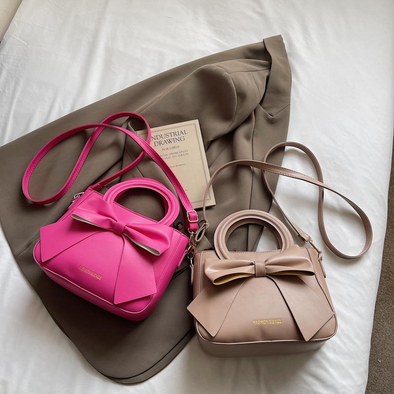 Premium bow portable small square bag women's fashion shoulder bag messenger bag