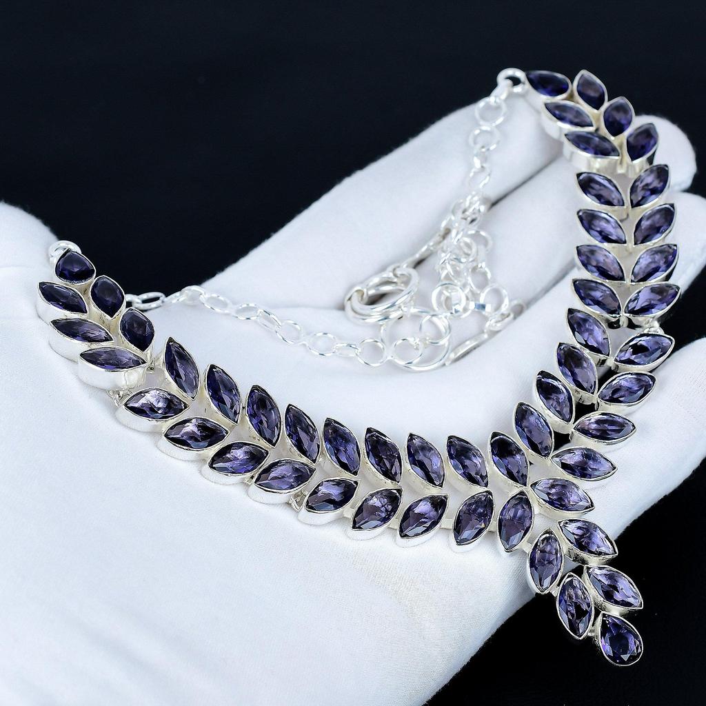Amethyst Heavy Necklace, 925 Sterling Silver Necklace, Amethyst Designer Necklace, Handmade Necklace, Jewelry Wadding Gift
